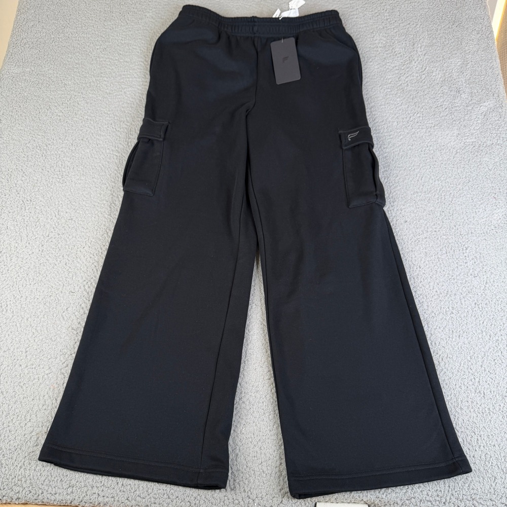 Fabletics Sweatpants Mens XL Black Fleece Wide Leg Cargo Relaxed Fit Training